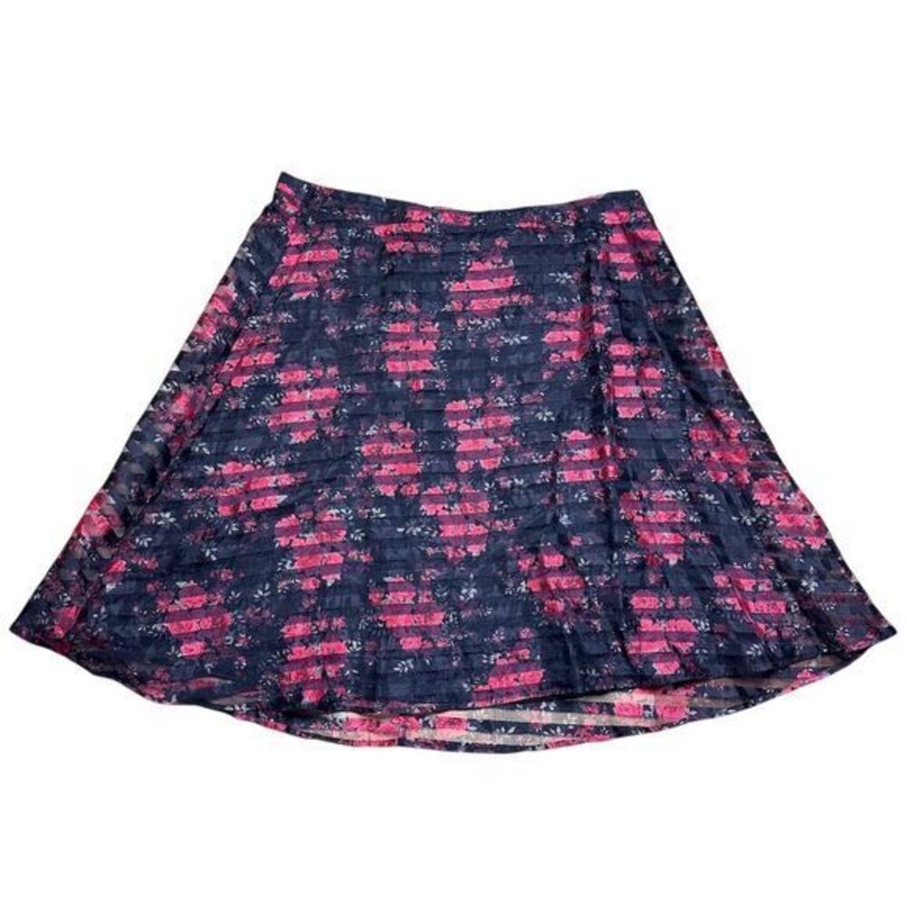 Torrid‎ Women's Plus Size 24 Red Floral A-Line Knee Length Skirt Feminine